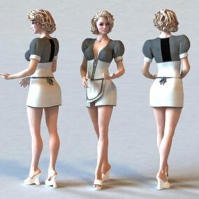 Femme de ménage blonde modèle 3D