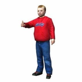 Character Blonde Boy Giving Thumbs Up 3d model