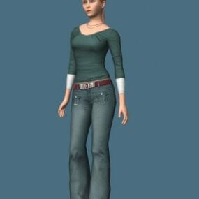 Sarışın kadın Rigged Karakter 3d modeli
