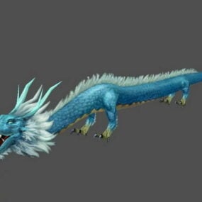 Modello 3d del drago asiatico blu