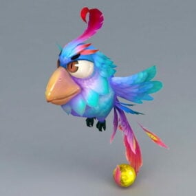 Modrý pták kreslený 3D model