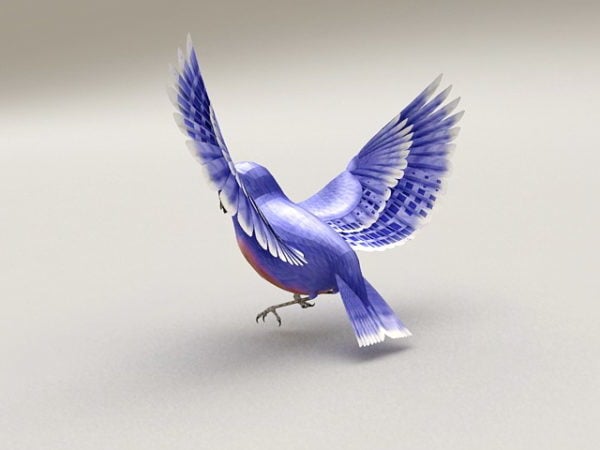 Blue Bird With Spread Wings