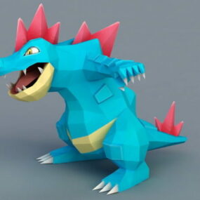 Blue Cartoon Dinosaur 3d model