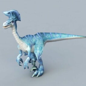 Blue Dinosaur Rig & Animated 3d model