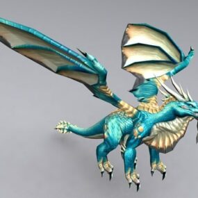Modrý drak s dvounohým 3D modelem