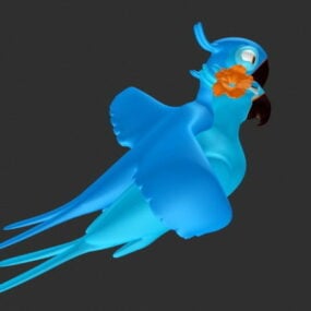 3д модель птиц синих ара