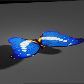Model 3d Kupu-kupu Monarch Biru Kecantikan