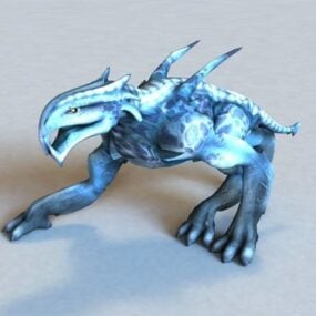 Blue Monster Animated & Rigged 3d model