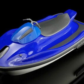 3д модель синей моторной лодки