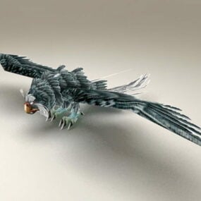 3д модель птицы синей совы
