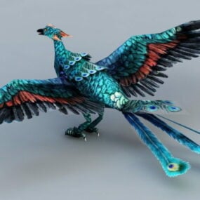 Blaues Pfau-Phoenix-3D-Modell