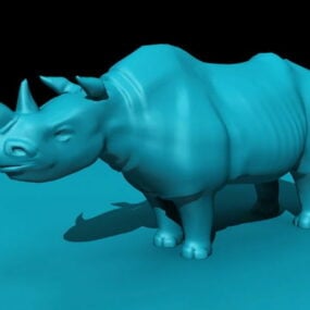 Blue Rhinoceros Statue 3d model