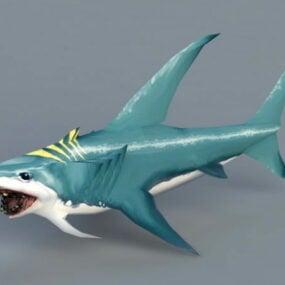 โมเดลสัตว์ปลาฉลามสีน้ำเงิน 3d