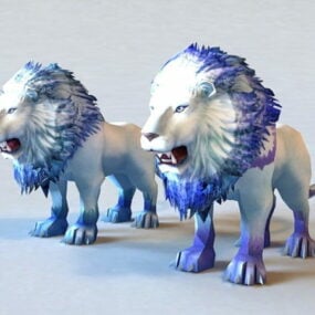 Blue And White Lions 3d model