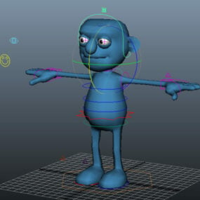 Homem azul dos desenhos animados Rigged modelo 3d