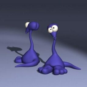 Blaues Cartoon-Monster-Charakter-3D-Modell