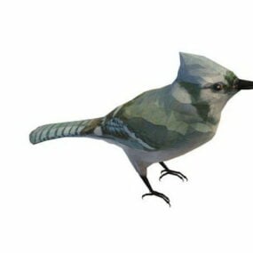 Model 3D ptaka z niebieską klatką piersiową