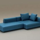Синий комбинированный угловой диван
