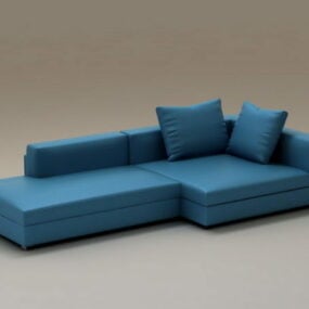 3д модель синего комбинированного углового дивана