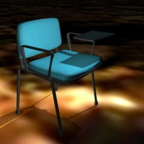 3д модель синего конференц-стула с приставным столиком