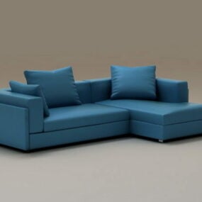 Modelo 3d de sofá secional de canto azul