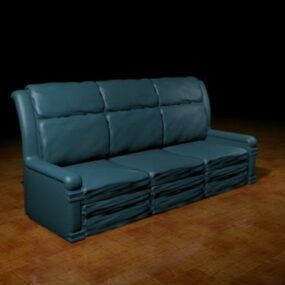 Modelo 3d de sofá com almofada azul