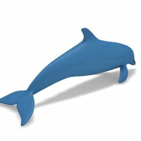 Modrý delfín kreslený 3D model