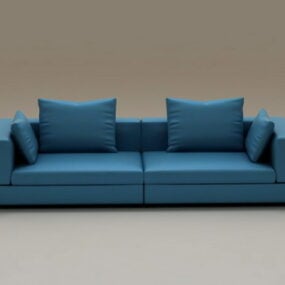 3д модель секционного дивана из синей ткани