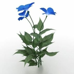 Blå blomstrende planter 3d-model