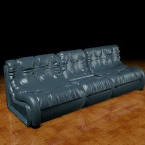Blue Leather Couch 3d model