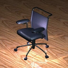 Blue Leather Swivel Chair 3d model