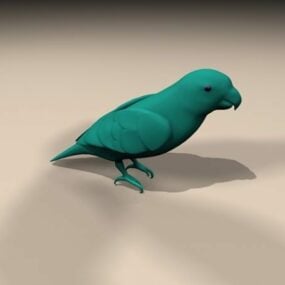 Model 3D zwierzęcia z niebieską papugą