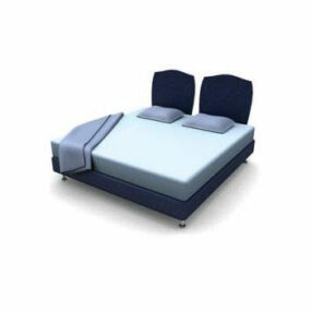 Blue Platform Bed 3d model