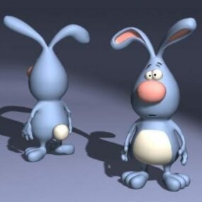 ตัวละครกระต่ายสีฟ้าการ์ตูนโมเดล 3 มิติ