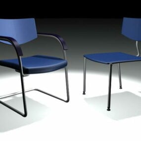 Silla auxiliar azul y silla cantilever modelo 3d