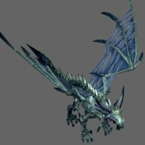 Personnage de dragon squelettique bleu modèle 3D