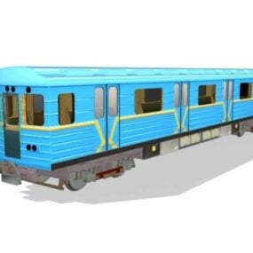 蓝色火车客车3d模型