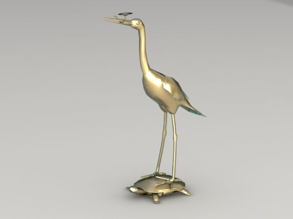 Brass Crane Statue