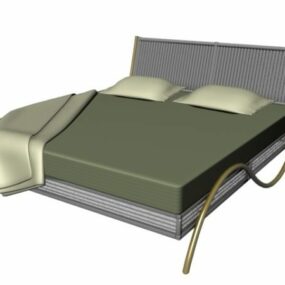 Modelo 3d de cama de casal com plataforma de latão