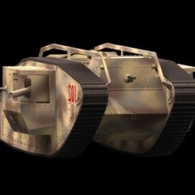 Model 3D brytyjskiego czołgu męskiego Mark I
