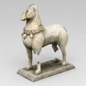 تمثال الحصان الحجري المكسور نموذج ثلاثي الأبعاد