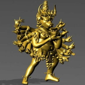 בודהה ברונזה עם מספר זרועות דגם תלת מימד