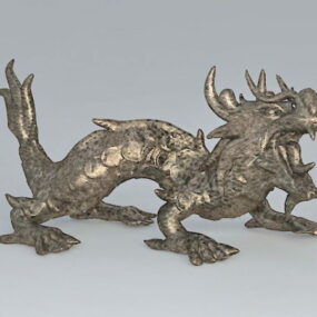 Modelo 3d do dragão chinês de bronze