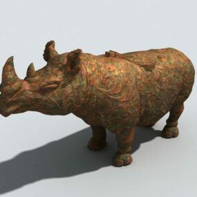 Modelo 3d do rinoceronte de bronze
