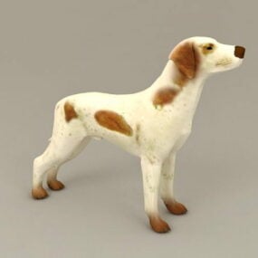 Hnědý a bílý malý pes 3D model