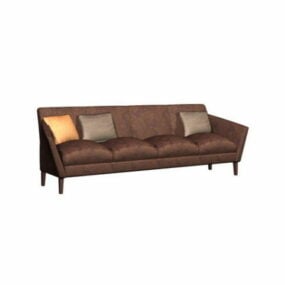 棕色布垫沙发3d模型