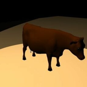 動物の茶色の乳牛3Dモデル