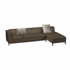 Brown Fabric Sectional Sofa 3d model