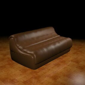 3д модель коричневого кожаного дивана