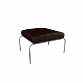 Brown Leather Ottoman Stool 3d model